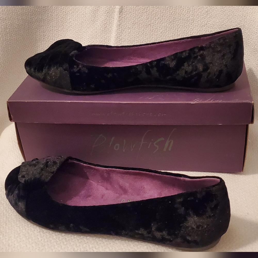 Blowfish Black Velvet Dream Flats (New in box never worn)